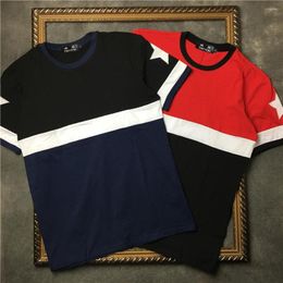 Men's T Shirts DUYOU Cotton Men Shirt Stitching Colour Blocks Casual Body Building O-neck Tshirt Short Sleeve T-shirt Tee