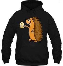 Men's Hoodies Men Hoodie Women Sweater Hedgehog Drinking Beer Design