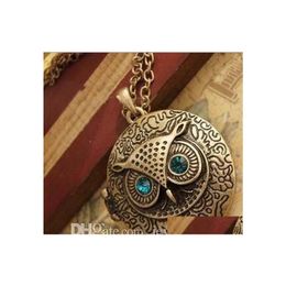 Pendant Necklaces Womens Fashion Jewellery Retro Openable Locket Owl Necklace Sweater Drop Delivery Pendants Dhlbe