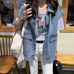 Women's Vests Cotton Plus Size Womens Vest Sleeveless Jacket Casual Loose Vestes Cowgirl Women Outer Wear Overalls 2023 Summer