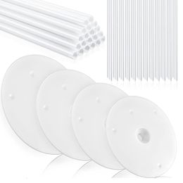 Cake Tools 36 Pieces Plastic Cake Dowel Rods Set 20 Pieces White Cake Sticks Support Rod And 4 Pieces Cake Separator Plates 230204