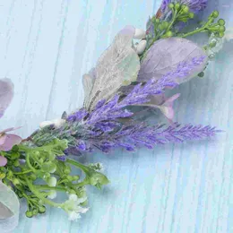 Bandanas Floral Flower Headband Hairwreath Bridal Weddingheadpiece Girls Garland Lavender Bride Headwear Leaf Tiara Headbands Bridesmaid