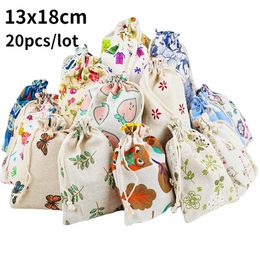 Gift Wrap 20pcslot 13x18cm Cotton Pouch Cloth Drawstring Bags Jewellery Packing Sachet Makeup Wedding Party Candy Custom Wrapping 230206