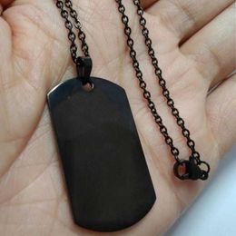 Pendant Necklaces Dog Tag Necklace Dog Military Army Nameplate Engraved ID Blank Silver Color New Pendant Stainless Steel Jewelry Men Wholesale G230206