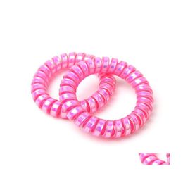 Other Fashion Accessories Pink Coloured Telephone Wire Cord Headbands For Women Elastic Hair Bands Rubber Ropes Ring Girls 78 Drop Del Dhyfs