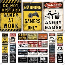 Decor Funny Gamer Metal Signs Vintage Tin Sign Gamer At Work Retro Signs for Home House Club Game Room Man Cave Wall Decor w01