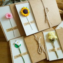 Gift Wrap 20pack Vintage Card Kraft Paper Dried Flower Greeting Customized DIY Thanksgiving Birthday Blessing CardGift