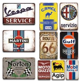 Motor oil Gas Racing Tin Sings Team Brand Vintage Metal Tin sign Garage Accessories Retro Man Cave Wall Decoration Plates Wall Stickers Size 30x20CM w01