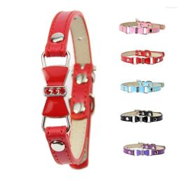 Dog Collars Pet Supplies Adjustable Leather Jewellery Bow Tie Collar Necklace With Rhinestone Crystal Bowknot