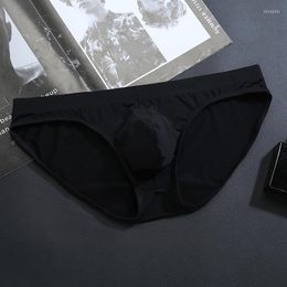 Underpants Sexy Mens Ice Silk Seamless Underwear Men Briefs Breathable Panties Bikini Solid Low Waist Soft Gay