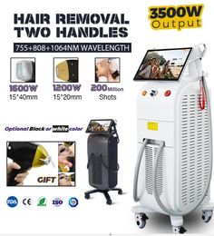 2023 New 808nm hair removal machine 2 handles all skin treatment Skin Whitening Laser 3 wavelength 808nm 755nm 1064nm with 3500 watts Ice cooling system