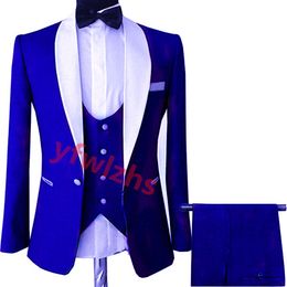 Custom-made Groom Tuxedos Brown blossom Men Suits Shawl Lapel Groomsmen Wedding/Prom/Dinner Man Blazer Jacket Pants Tie Vest M260