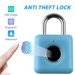 Smart Lock Anti-Theft Fingerprint Padlock Travel Bag Locker Smart One Touch To Open Unlock Intelligent Anti-theft Devices DF 230206