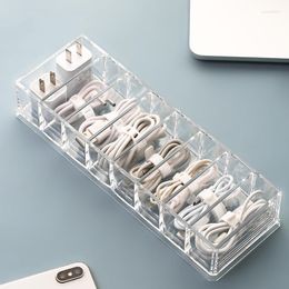 Storage Boxes Cable Box Transparent Plastic Data Line Container For Desk Stationery Multifunctional Headset Charging