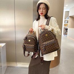 2023 Purses Clearance Outlet Online Sale Fashion new classic chessboard plaid printed Korean bag Leisure women's soft leather backpack
