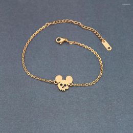 Link Bracelets Steampunk Mouse Bracelet Stainless Steel Gold Plated Pulseras Skull Charm Golor Colour Animal Bangles For Women Men