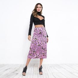 Skirts Chreisure 2023 Woman Stylish Spring Summer Leopard Pattern High Waist Straight Zipper Mid-calf Half Body Skirt All Match