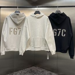 New Designer Fashion Brand Hoodies Sweatshirts 100% Cotton FG7C Flocking Logo Hip Hop Loose Unisex Oversize Hoodie