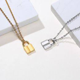 Pendant Necklaces Punk Tiny Lock Choker Necklace Stainless Steel Padlock Gold And Silver Color Charm Small Daily JewelryPendant