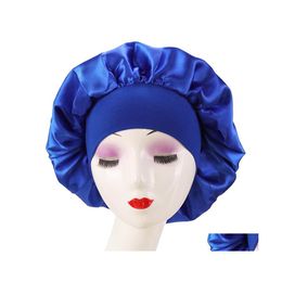 Beanie/Skull Caps Soft Silky Slee Hair Cap Salon Bonnets For Women Comfortable Elasic Satin Night Sleep Hat Loss Bonnet Ladies Turba Dhh5Q