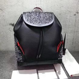 2021 New top women men Genuine leather School Backpack top Branded lamb skin spike bags with crystal black Colour handbags Sport Ba288T