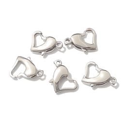 20pcs Lot Stainless Steel 10*14mm Heart Lobster Clasp Claw Jewelry Making Connector For DIY Necklace Bracelet Clasps