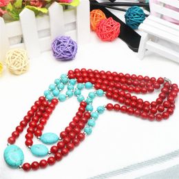 Chains Arrival Fashion High-end Red Coral Charms Calaite Stone Trendy 8mm Beads Diy Semi-precious Necklace Making 18 Inch BV113