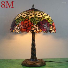 Table Lamps 8M Tiffany Glass Lamp LED Creative Retro Flowers Desk Light Fashion Decor For Home Living Room Bedroom Bedside