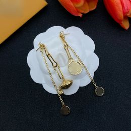 Europe America Fashion Style Lady Women Simplicity dangles Earrings Titanium Steel Hollow Out Full Diamond V Initials Stud Earrings 3 Color Tassel earrings -E001