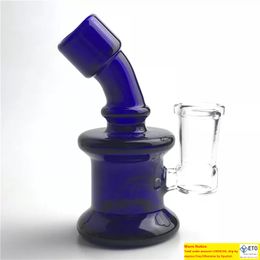 New 3.5 inch oil rig glass bong mini recycler water pipes with green blue yellow clear 10mm 14mm female for smoking