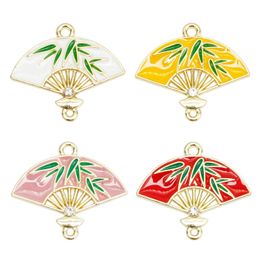 Charms 20Pcs/Lot Chinese Style Enamel Fan Connectors Diy Earring Bracelet Necklace Pendant For Jewellery Making Accessories Drop Deliv Dhevd