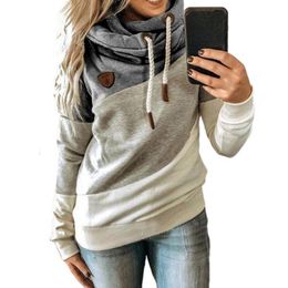 Women's Hoodies Sweatshirts Women Autumn Winter Hoodie Color Block Patchwork Autumn Winter Long Sleeve Drawstring Hooded Sweatshirt for Daily Wear 230207