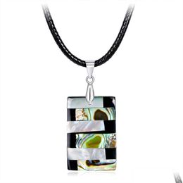 Pendant Necklaces Wholesale Fashionable Colorf Rectangar Necklace With Crushed Abalone Shell European And American Style Dro Dhgarden Dh6U3