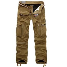 Men's Pants Men Fleece Cargo Winter Thick Warm Full Length Multi Pocket Casual Military Baggy Tactical Trousers Plus size 28 44 230206