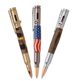 Ballpoint Pens Cool Golden Sier Gun Bolt Clip Handmade Workshop Wooden Pen Kits Selfassembly Metal Parts Diy Action Drop Delivery Of Dhtvy