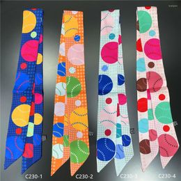 Scarves Fashion Skinny Silk Scarf Hair Bands Women Designer Printed Narrow Neck Ties Foulard Ribbon Bag Accessories 2023