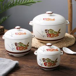 Plates Japanese Ceramic Bird's Nest Stewed Bowl With Cover Steamed Egg Soup Small Cup Dessert Household Double Ear