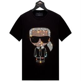 Mens T-Shirts Cartoon Rhinestones T Shirt Summer Men Short Sleeve Fashion Man O Neck Hot Drill Tshirt Plus Size 6XL