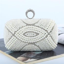 Designer-Factory Whole brand new handmade beautiful beaded diamond evening bag clutch with satin pu for wedding banquet party 222E