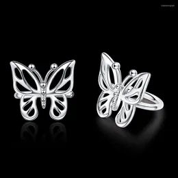 Hoop Earrings BABYLLNT 925 Sterling Silver Butterfly Pierced Ear Clips For Girl Charm Jewellery Gift