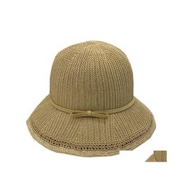 Wide Brim Hats Woven Sunsn St Hat Sweatabsorbent And Breathable Sun Summer Fashion Mtifunction Mticolor Bow Style Material1 81 W2 Dr Dh2Pv