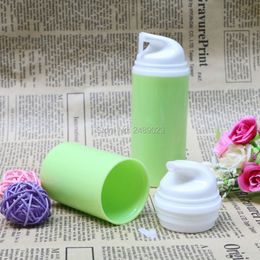 perfume bottle Green Essence Pump Bottle White Head Plastic Airless Bottles For Lotion Cosmetic Packaging 100 pcs/lot