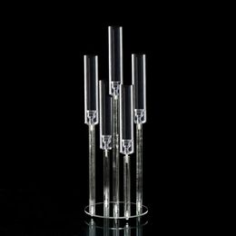 decoration Acrylic Candelabra 5/8/10 Heads 27" Candle Holders Wedding Table Candlesticks Flower Stand Candelabrum For Hotel Home Party Decor imake543