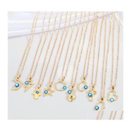 Pendant Necklaces Wholesale Creative Geometric Cross Hollow Blue Eyes Clavicle Chain Necklace Devils Eye 148C3 Drop Delivery Jewellery Dha2J