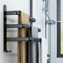 Bathroom Shelves Towel Rack 3 Layers Holder Shower Punch-Free Bar Wall-mounted Rail Hanger Toliet Storage Shelf 230207