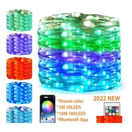 Led Strings Smart App String 10M 100Led Rgb Colorf Fairy Light Christmas Tree Ornaments Home Year Decor Garland Drop Delivery Lights Dhwt3