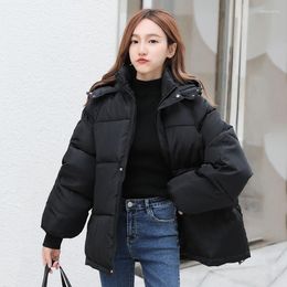 Women's Down Female Cotton Coat Winter Jacket Hooded Solid Parkas Oversized Women Short Parka Loose Korean Style Outwear Nice