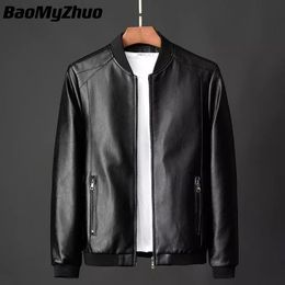 Men's Leather Faux Leather Autumn Winter Leather Jacket Coat Men Bomber Motorcycle PU Jacket Plus Size 8XL Causal Vintage Black Biker Pocket Zipper Jackets 230207