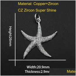 Charms 26X21Mm Cz Zircon Diy Jewelry Sea Star Connectors Charm Wholesale Bracelet Making Connector Oem Order Accepted Drop Delivery Dhhn9