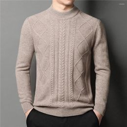 Men's Sweaters Brand Merino Wool O-Neck Striped Knitted Sweater Men Clothing Autumn Winter Thick Warm Pullover Pull Homme Z3048